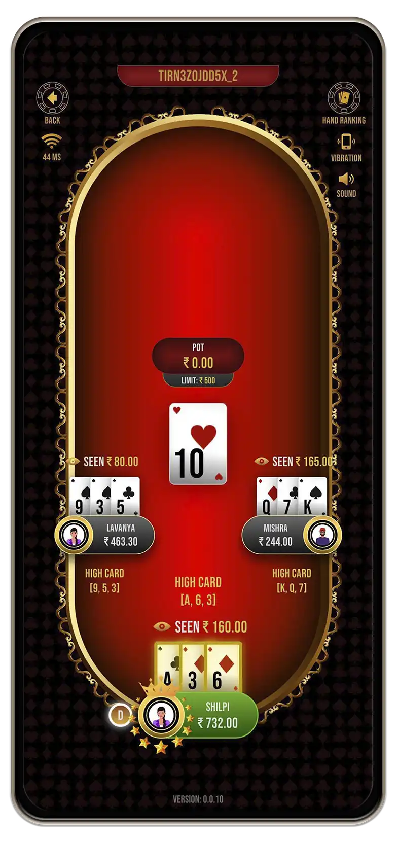 3 patti winner table